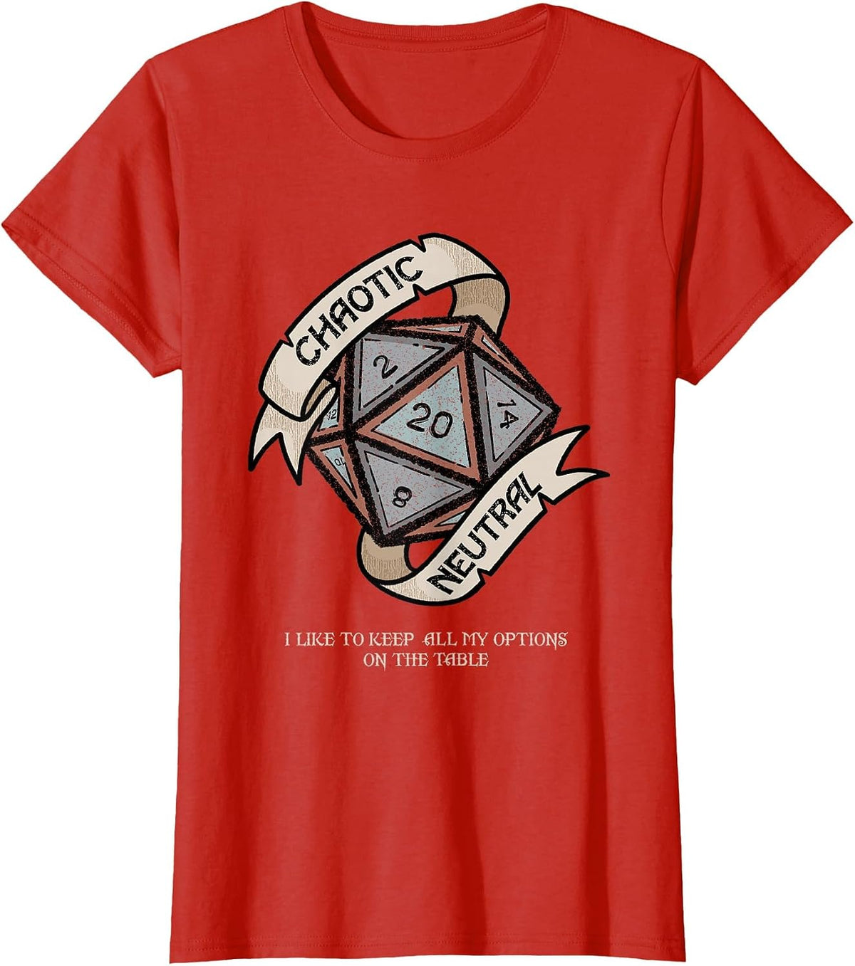 Tabletop RPG Vintage Game Chaotic Neutral T-Shirt - Red