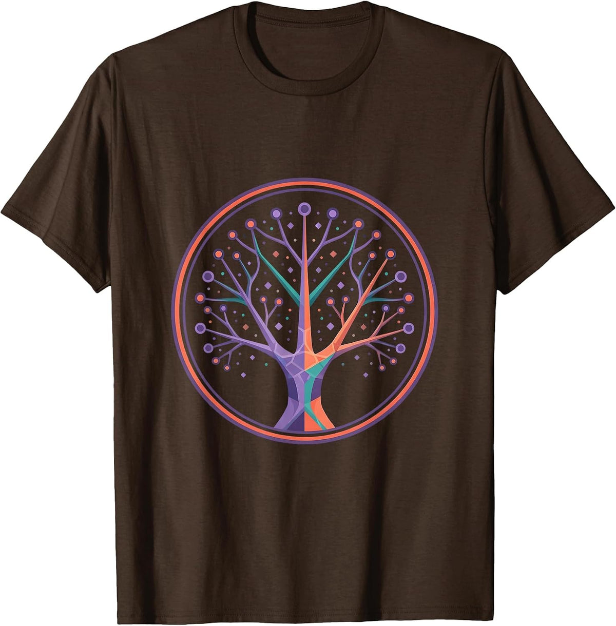 Men's Autism Awareness Neuron Glowing Tree of Light T-Shirt - Brown