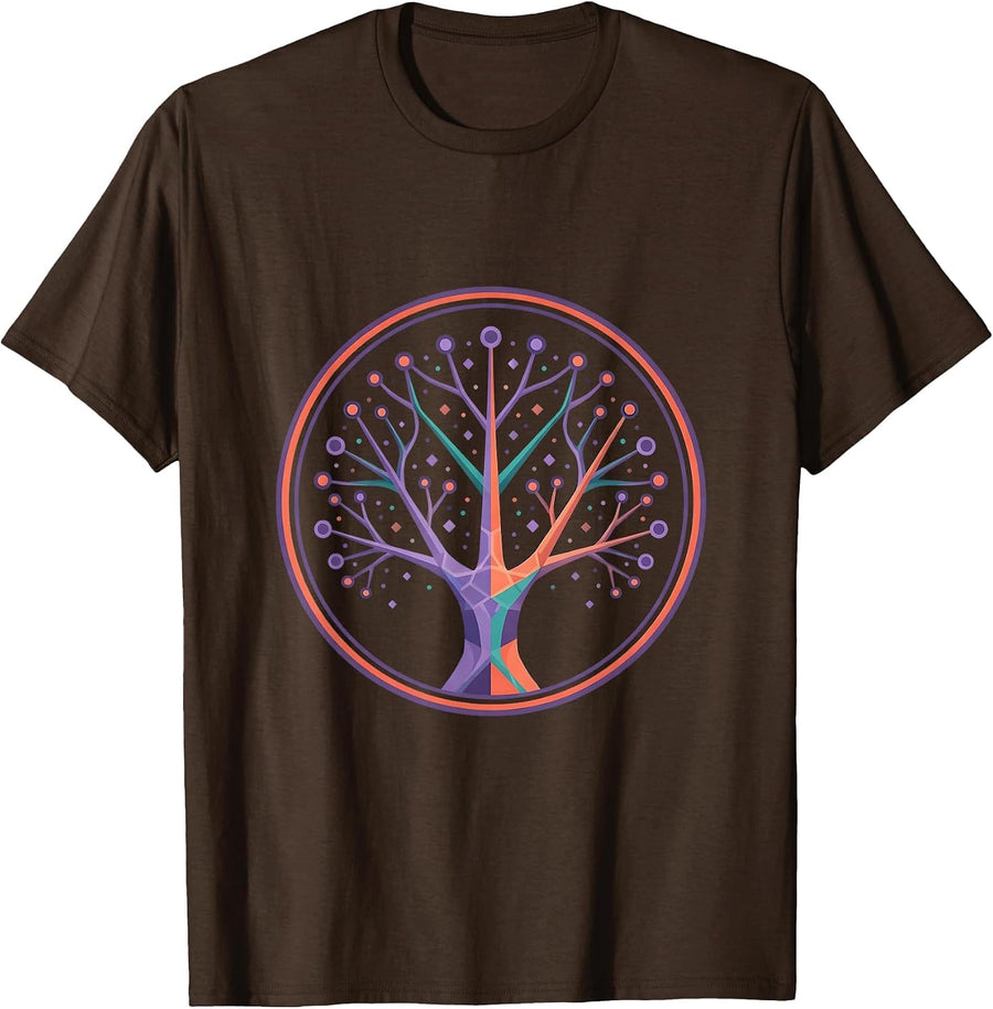 Men's Autism Awareness Neuron Glowing Tree of Light T-Shirt - Brown