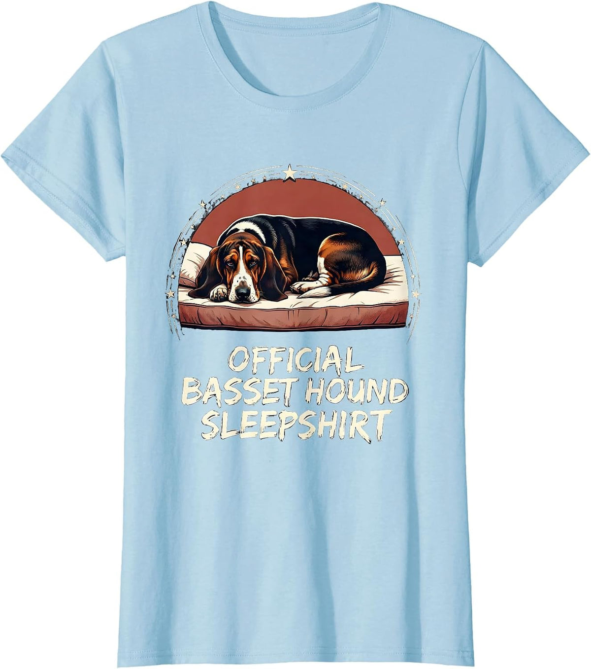 Women's Official Basset Hound Sleepshirt Funny Dog Lover Pajamas T-Shirt - Baby Blue