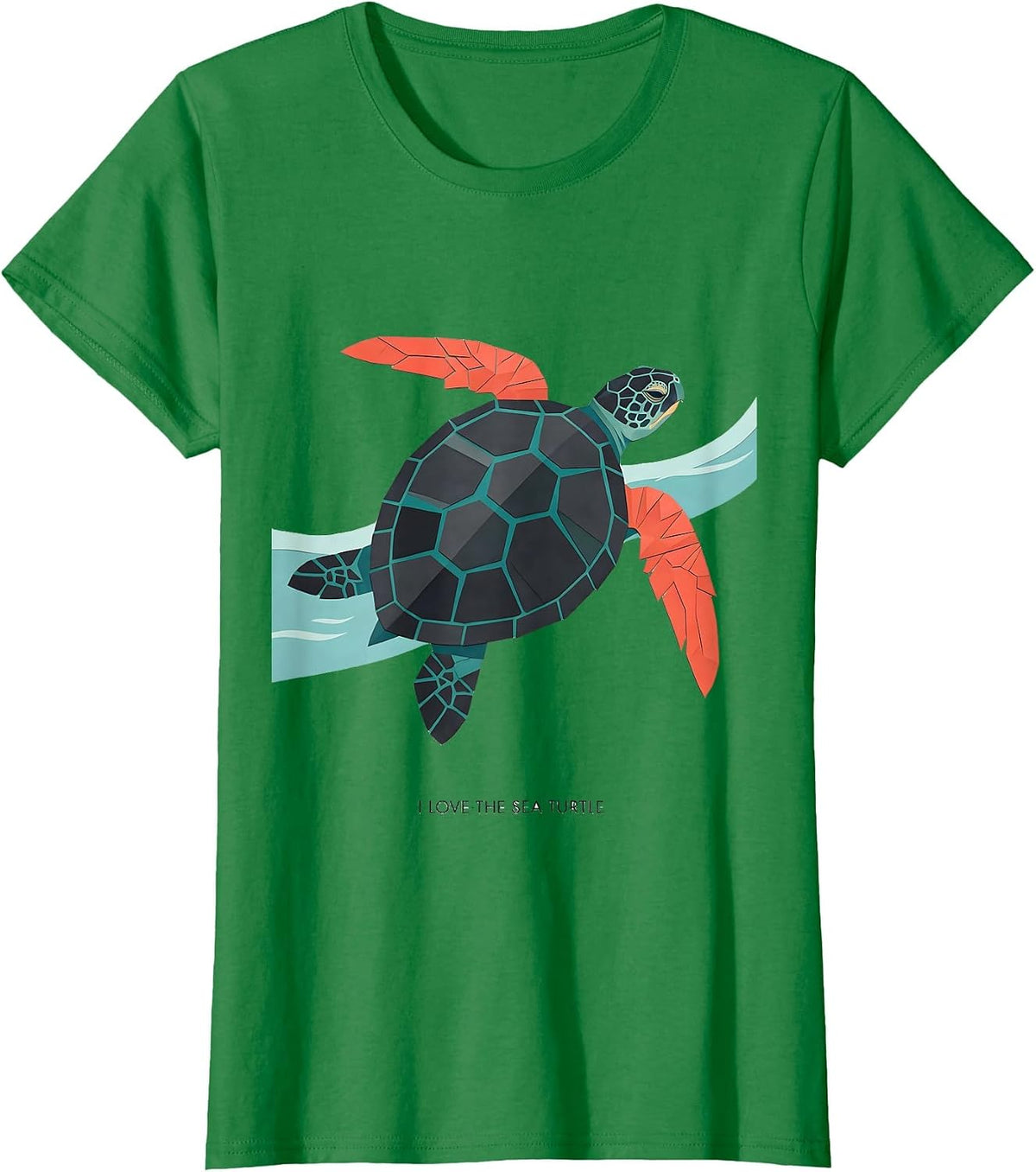I Love The Sea Turtle Midcentury Modern Ocean Animal Lover T-Shirt - Kelly Green