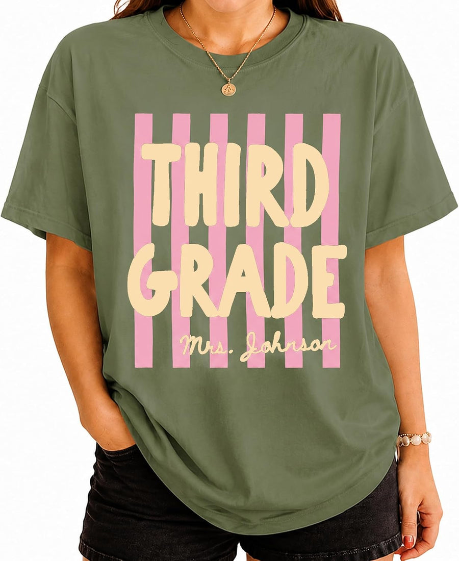 NAZENTI Personalized Teacher Shirt - Back to School Gift, First Grade Shirts, 2nd 3rd 6th Grade Kindergarten PreK Teacher
