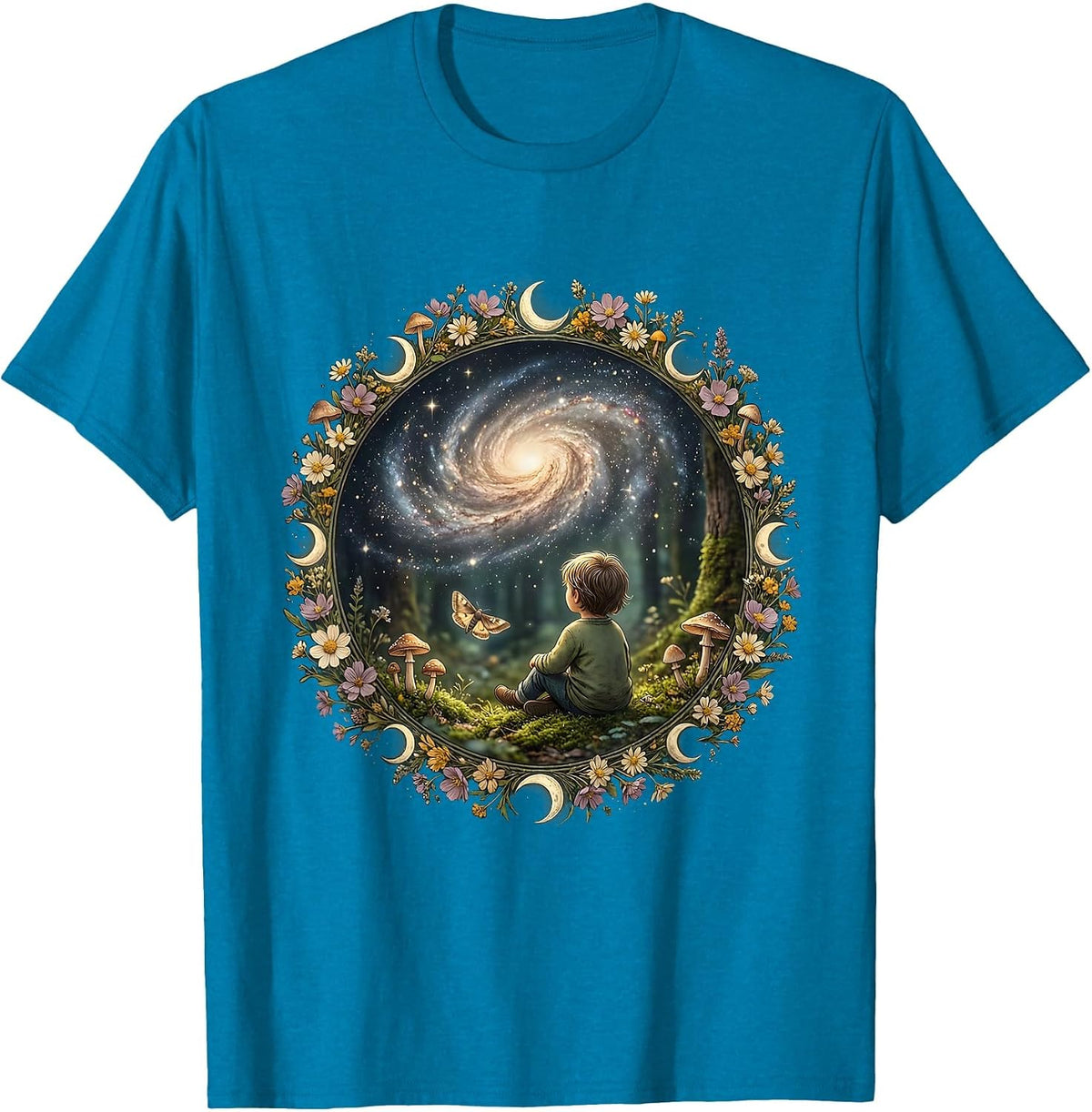 Autism Awareness Child and Galaxy Illustration T-Shirt - Sapphire Blue