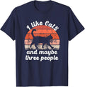 I Like Cats and Maybe 3 People T-Shirt - Navy Blue