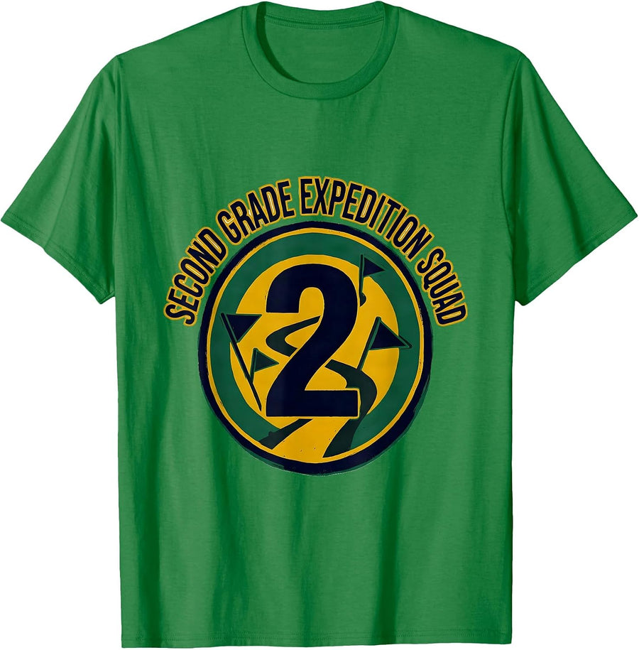 Men's Second Grade Expedition Squad Cute 2nd Grade Back To School T-Shirt - Kelly Green