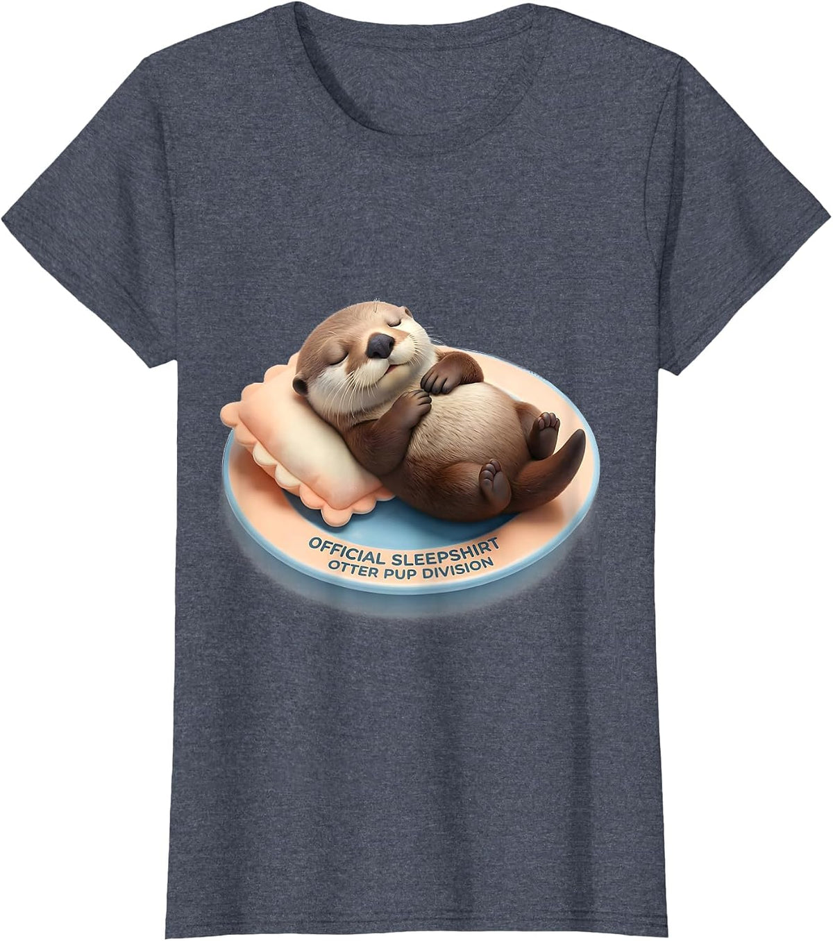 Women's Official Sleepshirt Otter Pup Division Cute Kawaii T-Shirt - Heather Blue