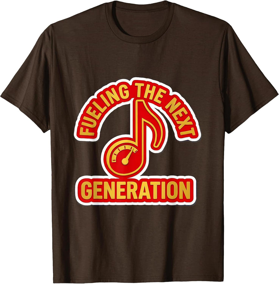 Music Teacher Fueling the Next Generation Design T-Shirt - Brown