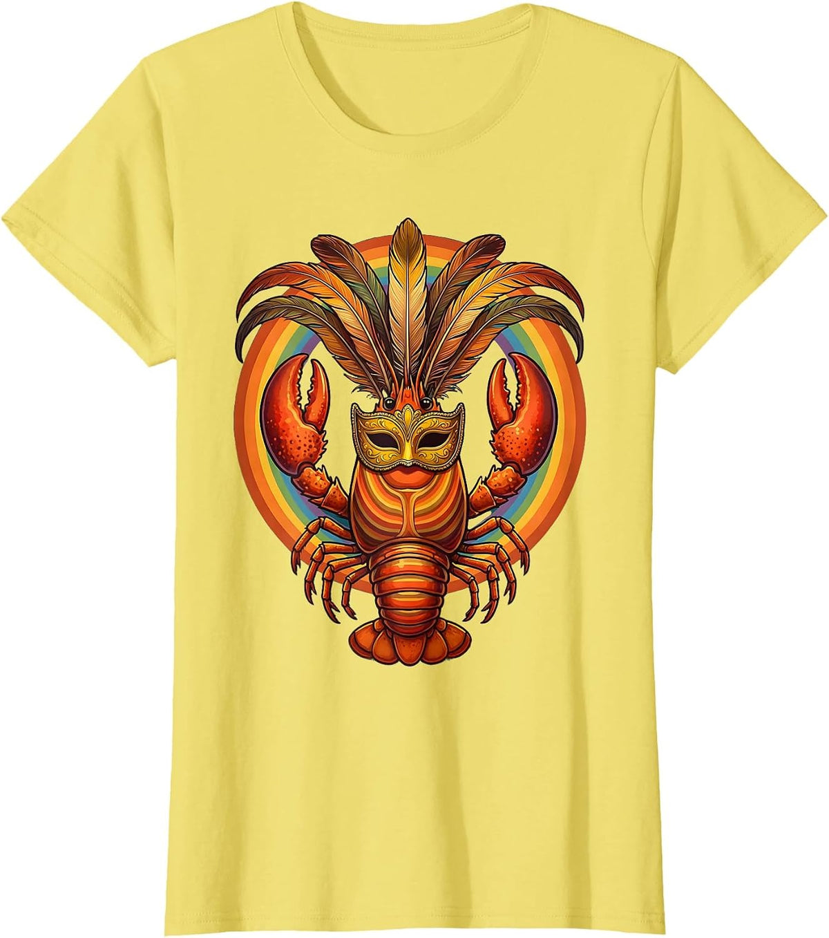 Mardi Gras Crawfish Masquerade Costume Design T-Shirt - Lemon Yellow