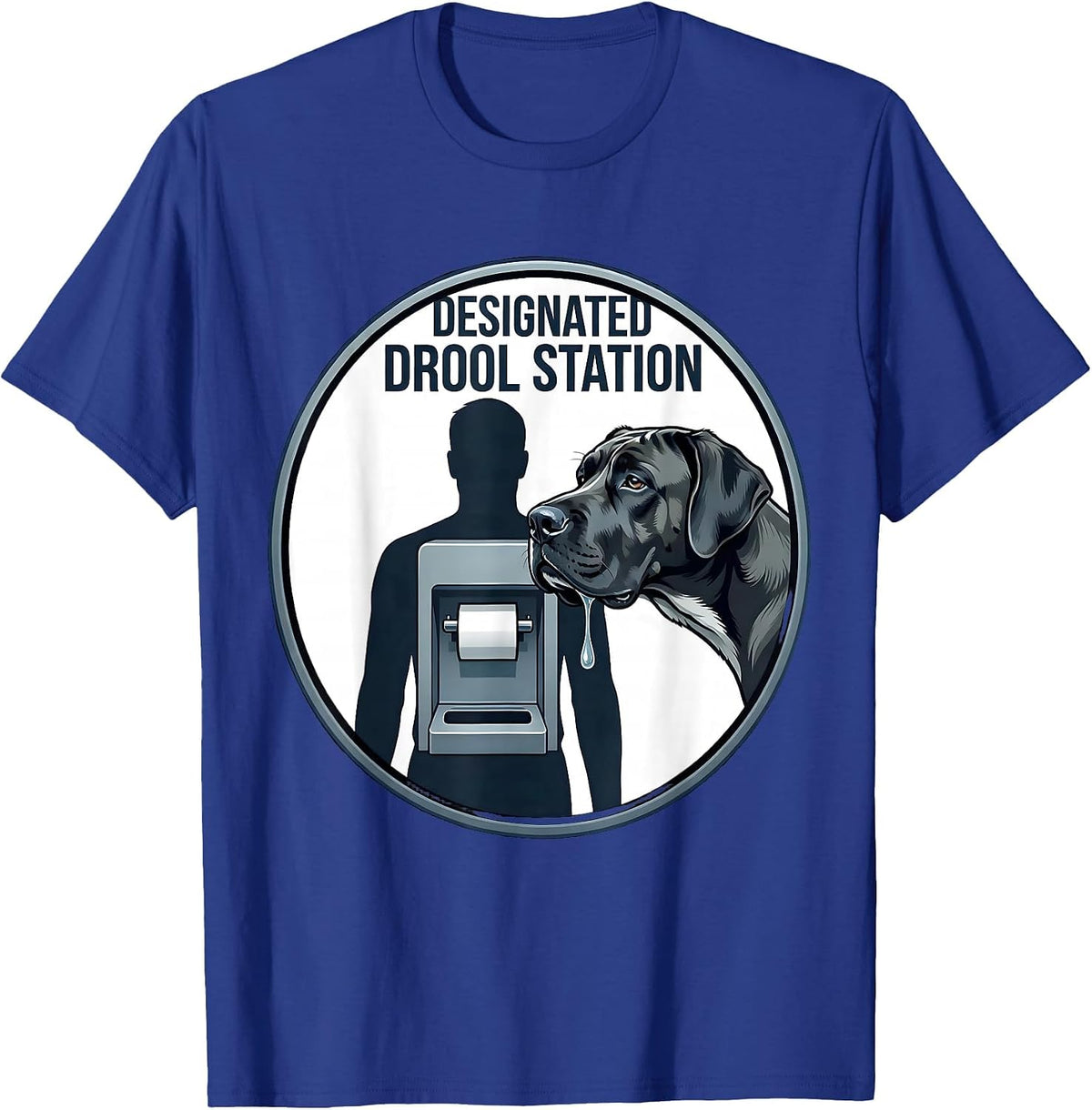 Designated Drool Station Funny Great Dane Dog Mom Dog Dad T-Shirt - Royal Blue