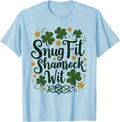 Snug Fit Shamrock Shirts for Men Irish American Wit St Patricks Day Design T-Shirt - Baby Blue