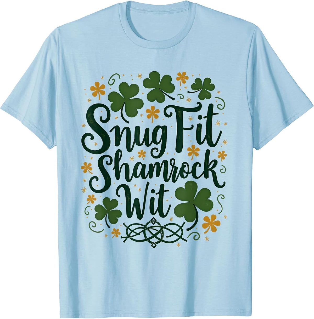 Snug Fit Shamrock Shirts for Men Irish American Wit St Patricks Day Design T-Shirt - Baby Blue