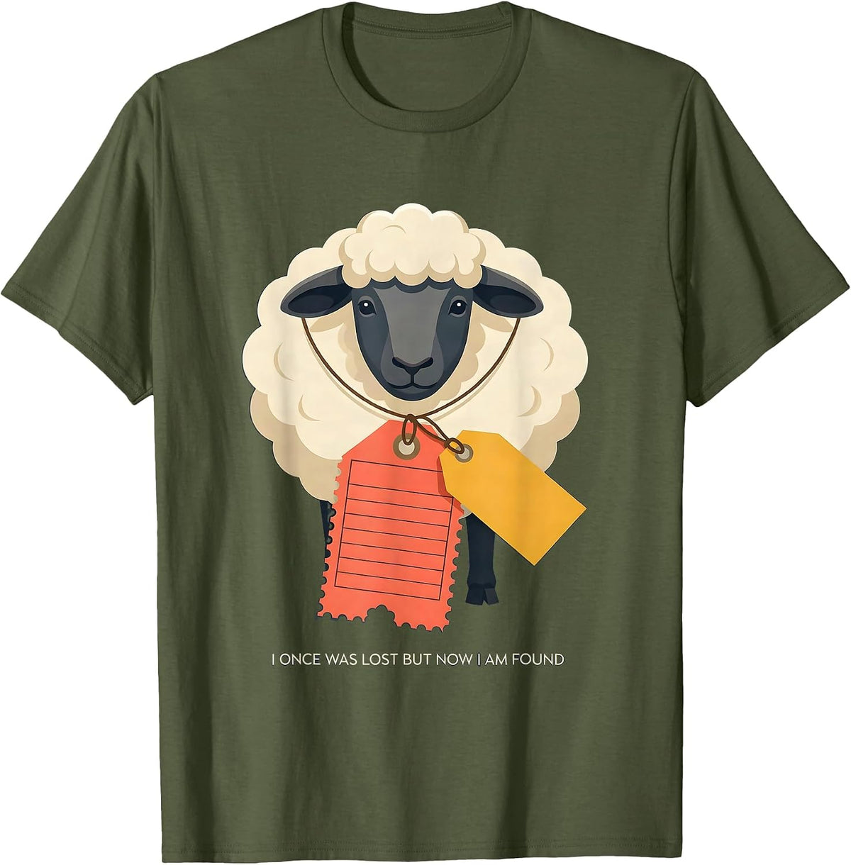 I Once Was Lost But Now I Am Found Funny Sheep Halloween T-Shirt - Olive Green