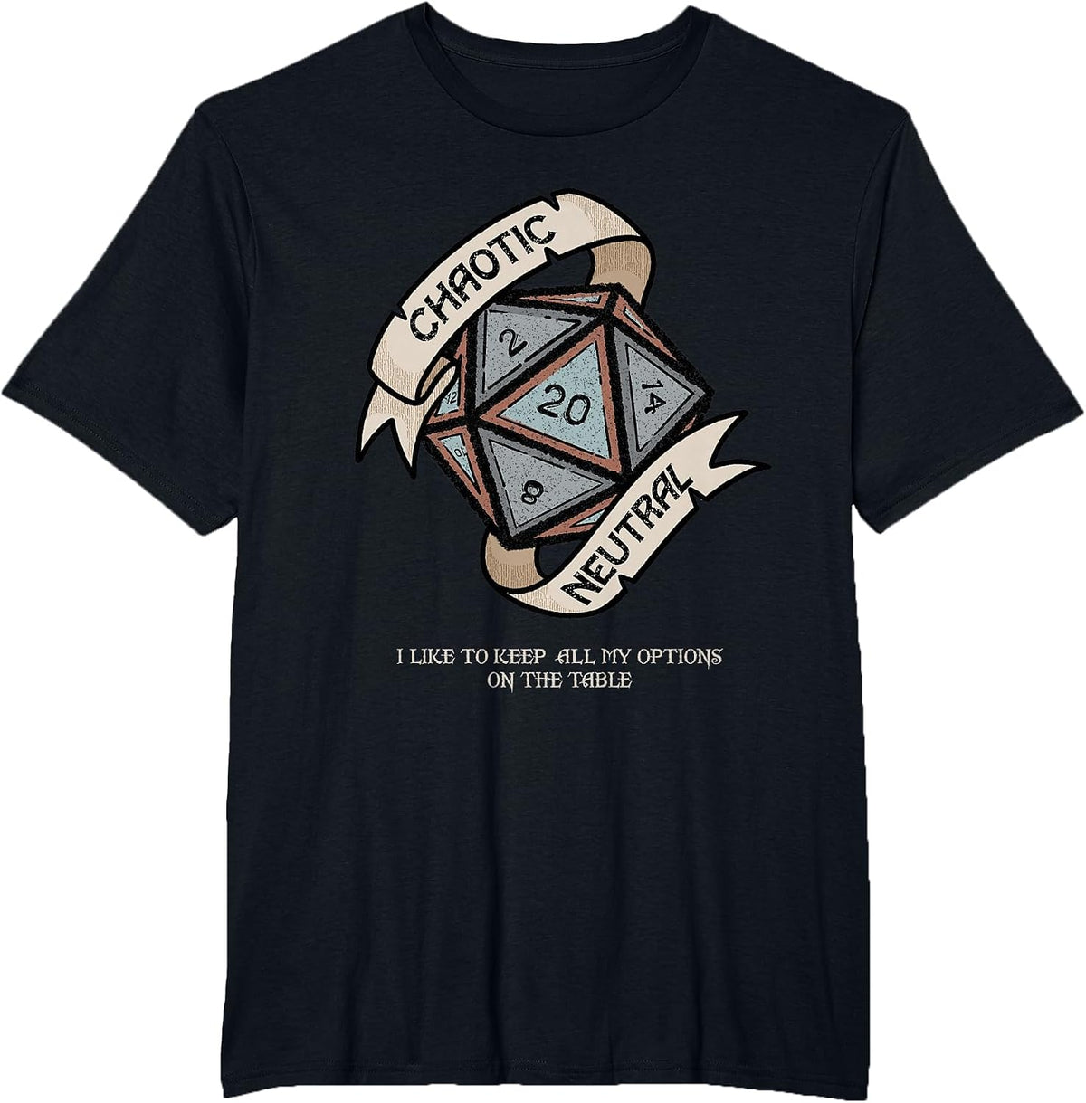 Tabletop RPG Vintage Game Chaotic Neutral T-Shirt - Black
