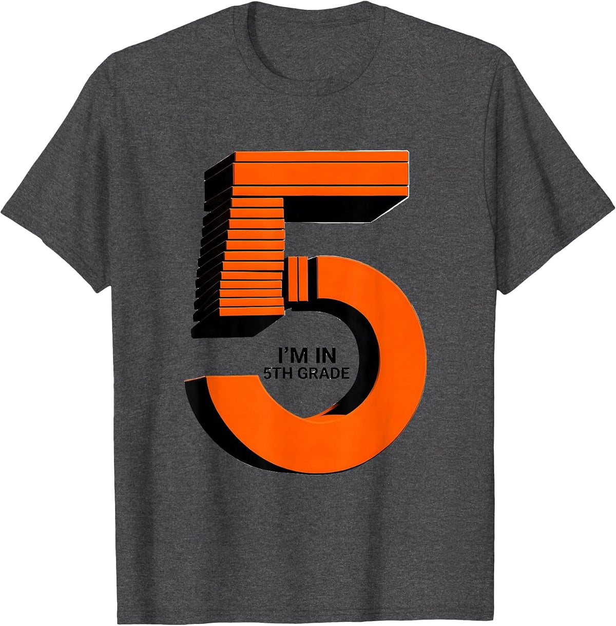 Men's I'm In 5th Grade Geometric Back To School Teacher Student T-Shirt - Dark Heather Grey