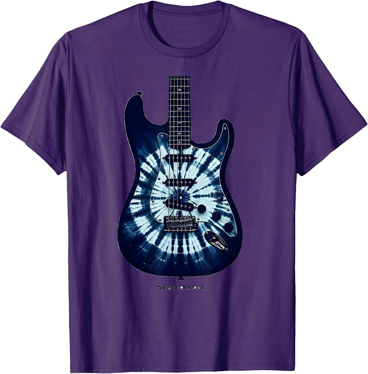 Wired for Rock Electric Guitar Music Design T-Shirt - Purple