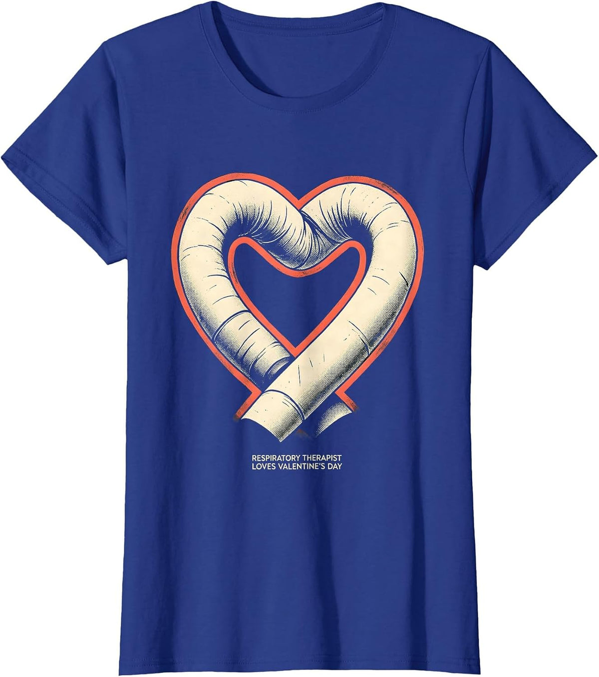 Women's Respiratory Therapist Loves Valentine's Day Heart T-Shirt - Royal Blue