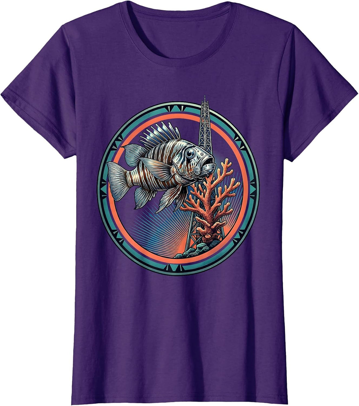 Women's Dominican Republic Parrot Fish Coral Reef Graphic T-Shirt - Purple