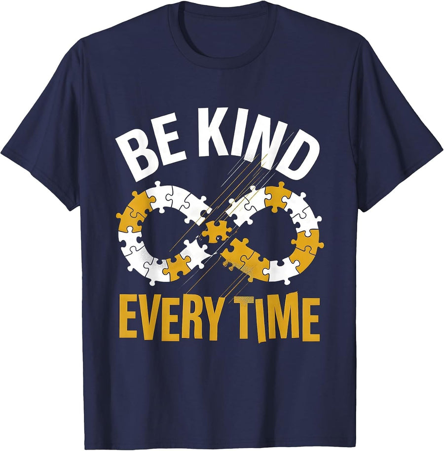 Be Kind Every Time Autism Awareness Design T-Shirt - Navy Blue