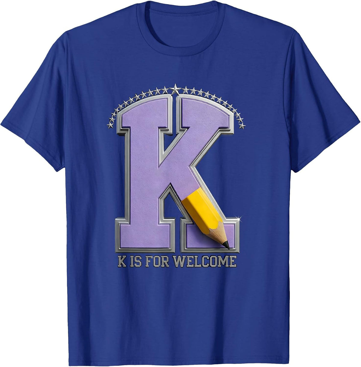 K Is For Welcome Retro Kindergarten Teacher Back to School T-Shirt - Royal Blue
