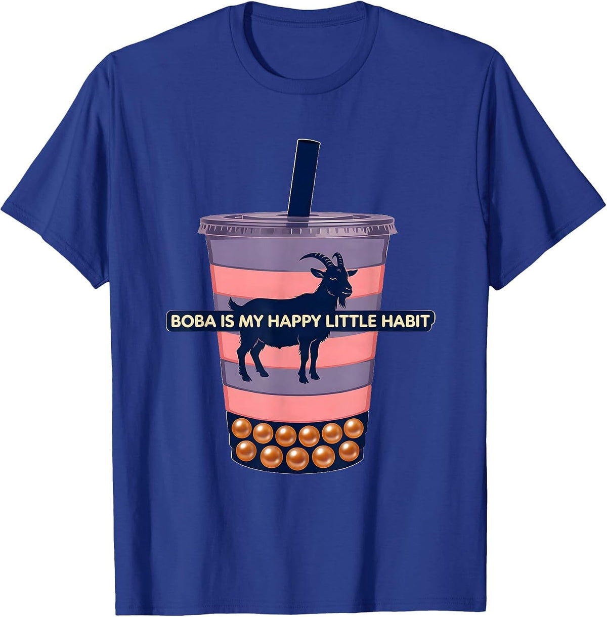 Men's Boba Is My Happy Little Habit Kawaii Anime Boba Tea Lover T-Shirt - Royal Blue