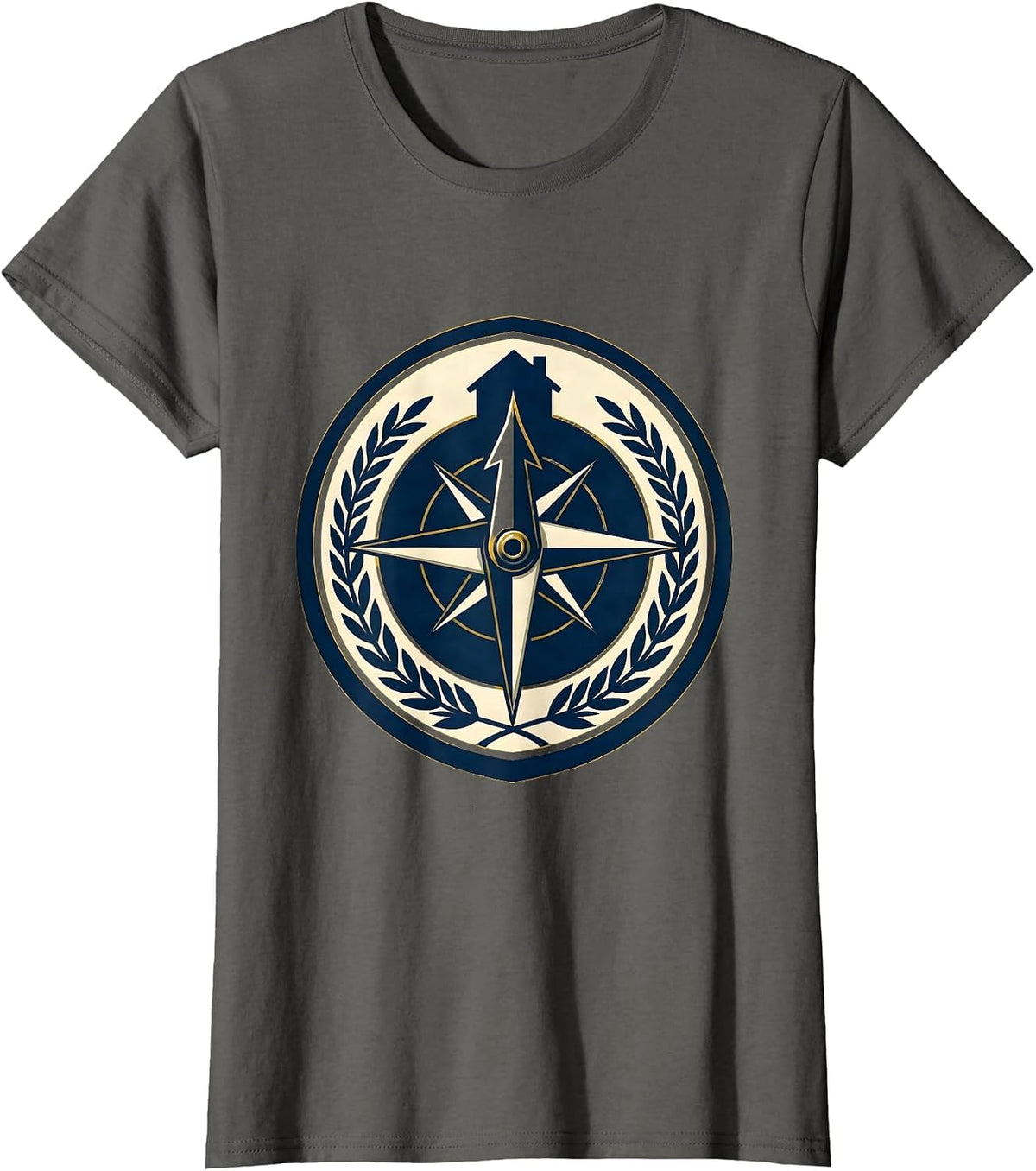 Women's Social Worker Compass Home Graphic Design T-Shirt - Asphalt Grey