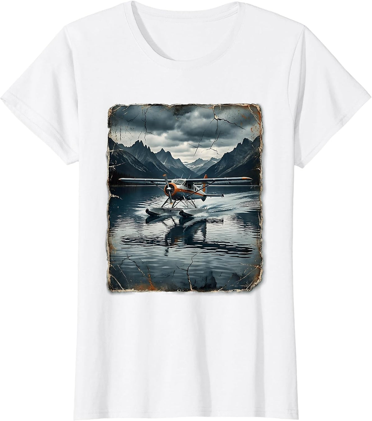 Float Plane Landing on Glacial Lake Alaska T-Shirt - White