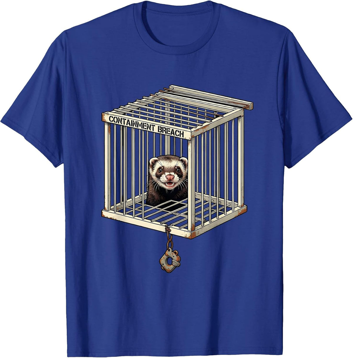 Containment Breach Ferret Lover Funny Gift Ferret Owner T-Shirt - Royal Blue