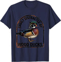 Easily Distracted By Wood Ducks Funny Duck Lover Bird Humor T-Shirt - Navy Blue