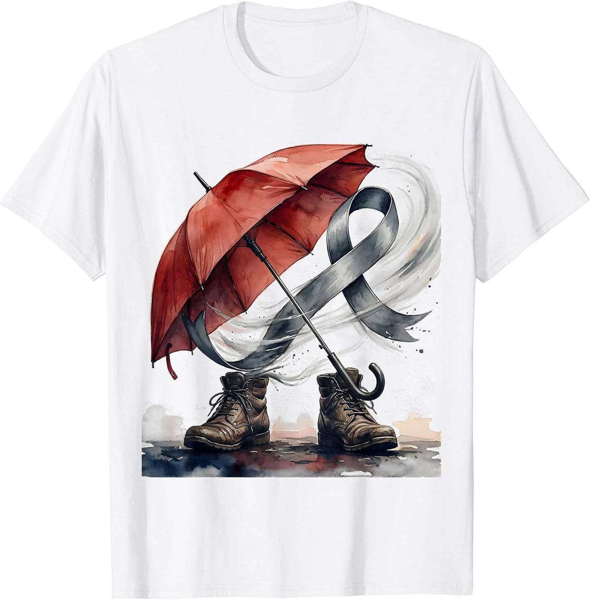 Watercolor Umbrella Parkinson's Awareness Support Gift T-Shirt - White