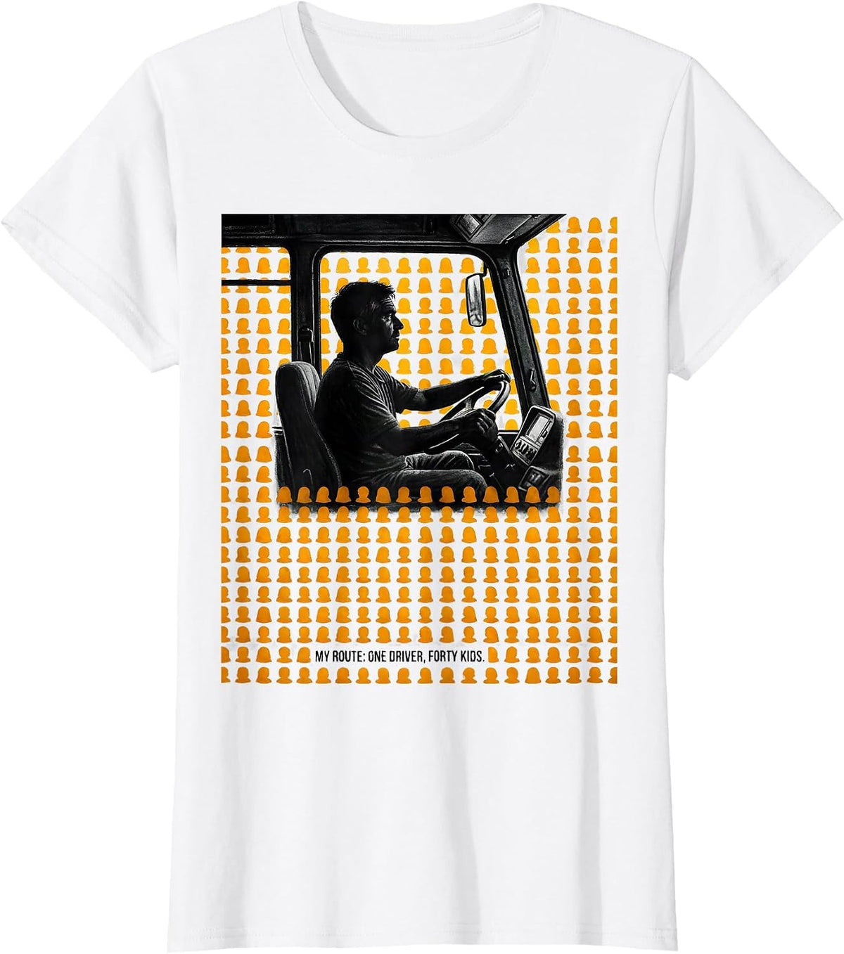 My Route: One Driver, Forty Kids Funny School Bus Driver T-Shirt - White