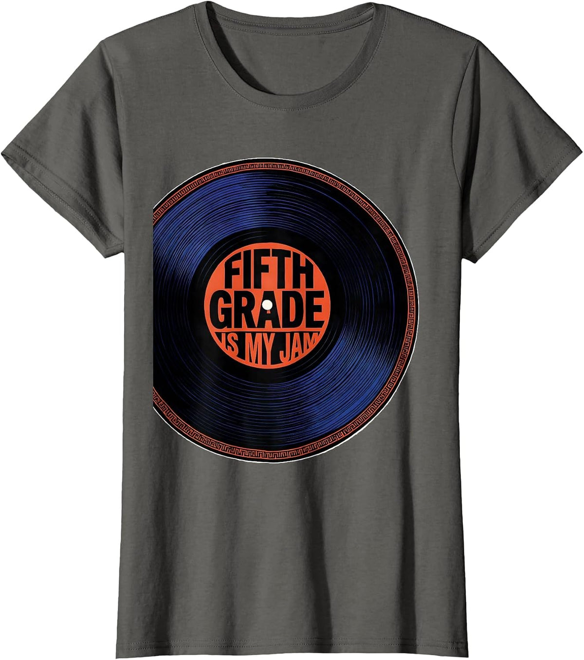 Women's Fifth Grade Is My Jam Geometric Retro Back To School Teacher T-Shirt - Asphalt Grey