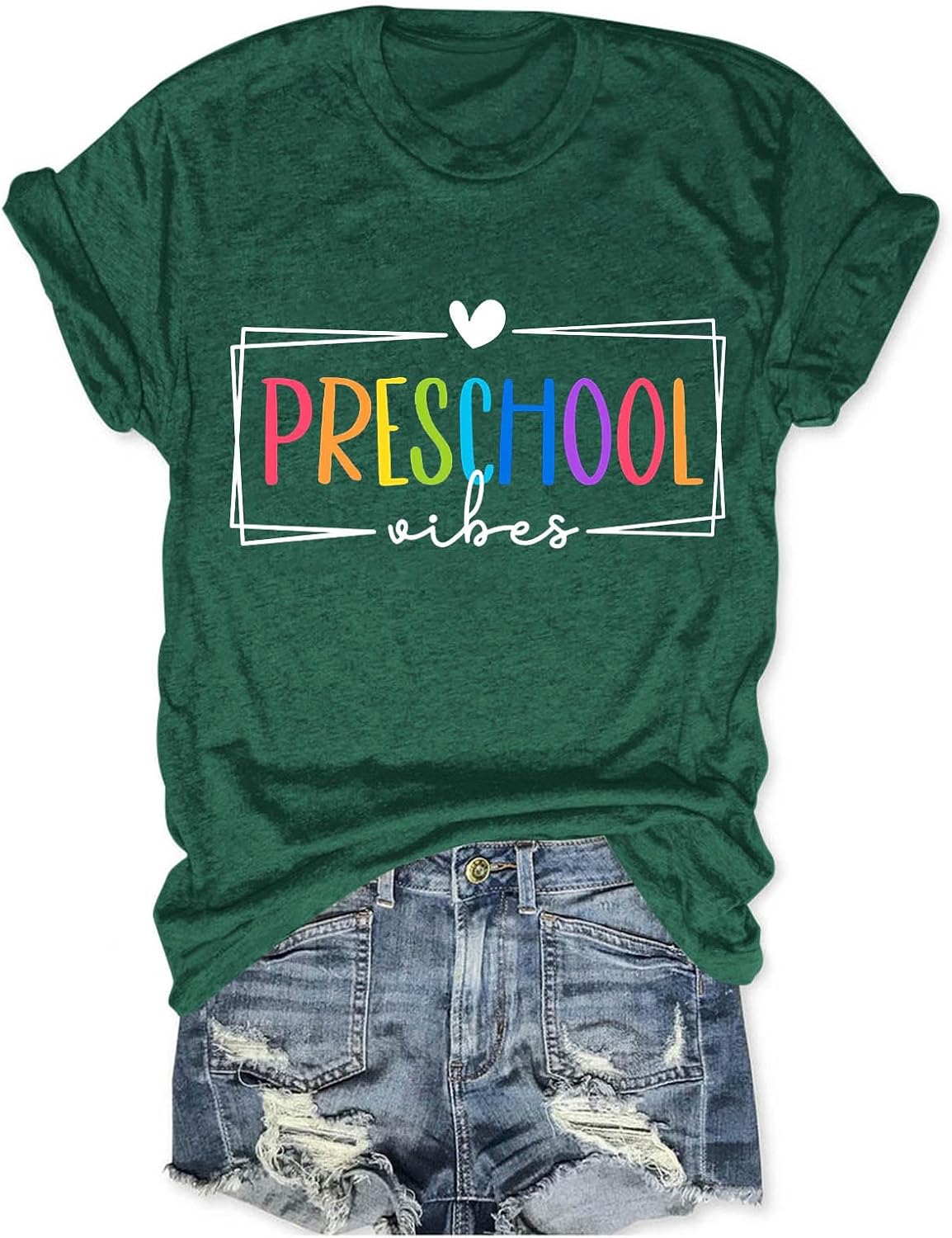 Preschool Teacher Shirt for Women Teacher Back to School T-Shirt Funny Letter Printed Tees Casual Short Sleeve Tops -