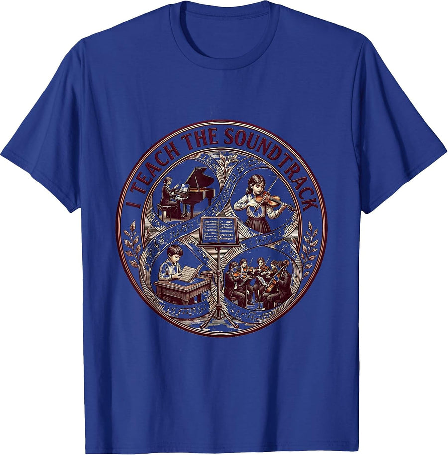 I Teach The Soundtrack Music Teacher Design T-Shirt - Royal Blue