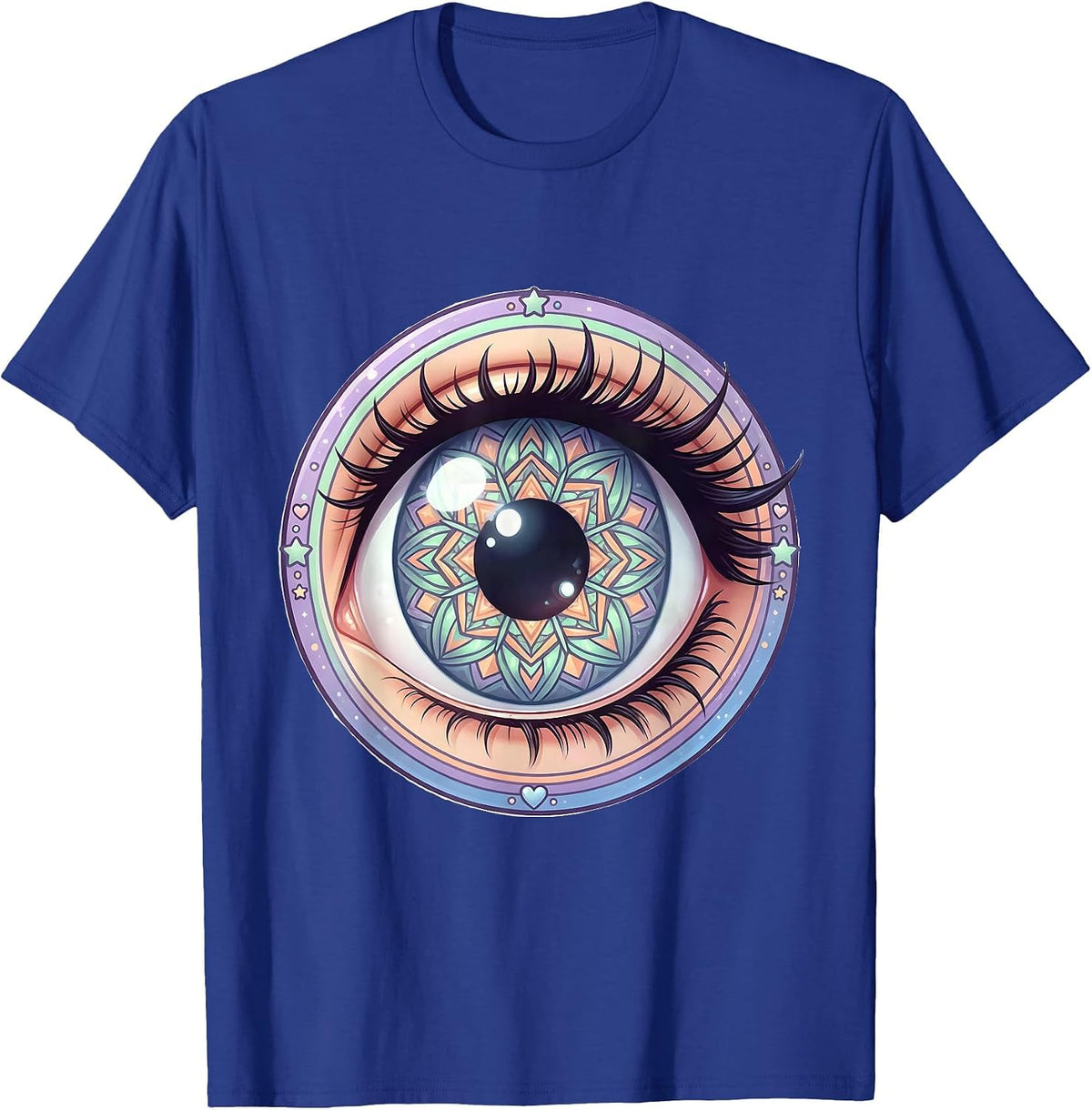 Men's Autism Kaleidoscope Eye Geometric Iris Design T-Shirt - Royal Blue