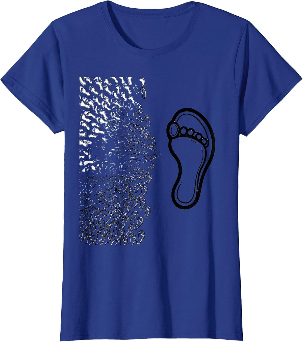 Women's Sneaker Footprints Whistle PE Teacher Back To School T-Shirt - Royal Blue