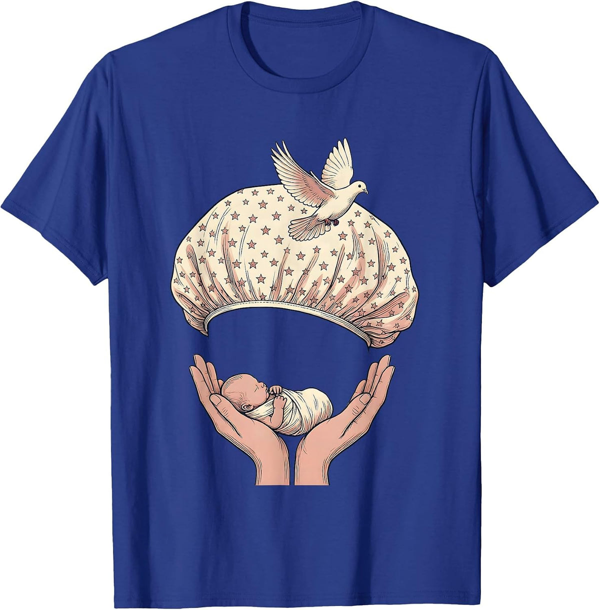 NICU Nurse Star Scrub Cap Illustration T-Shirt - Royal Blue