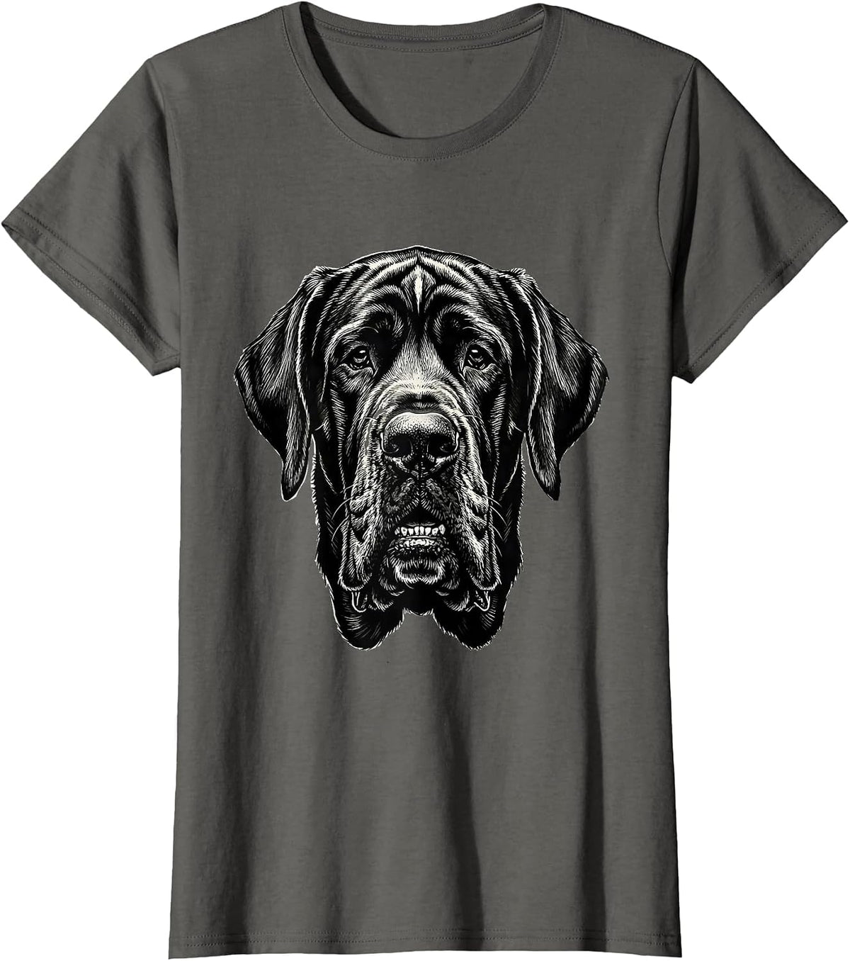 Women's Great Dane Jowls Funny Drool Dog Lover Breed Humor T-Shirt - Asphalt Grey