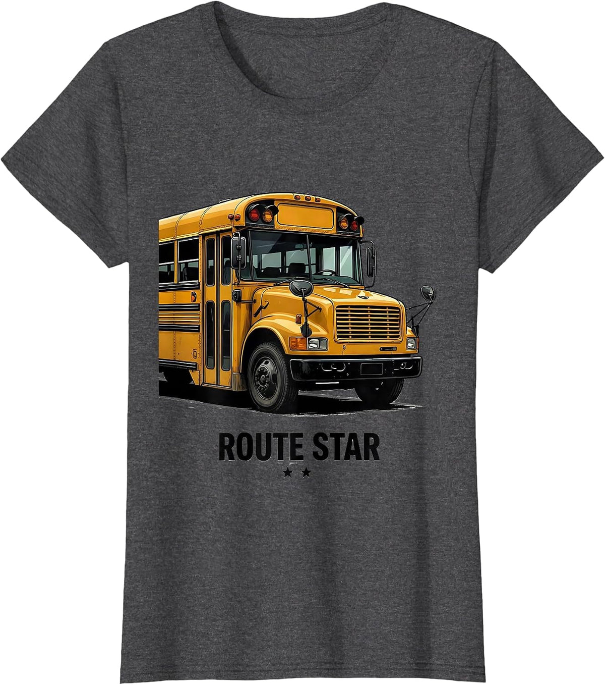 Women's Route Star Funny School Bus Driver Appreciation Gift T-Shirt - Dark Heather Grey