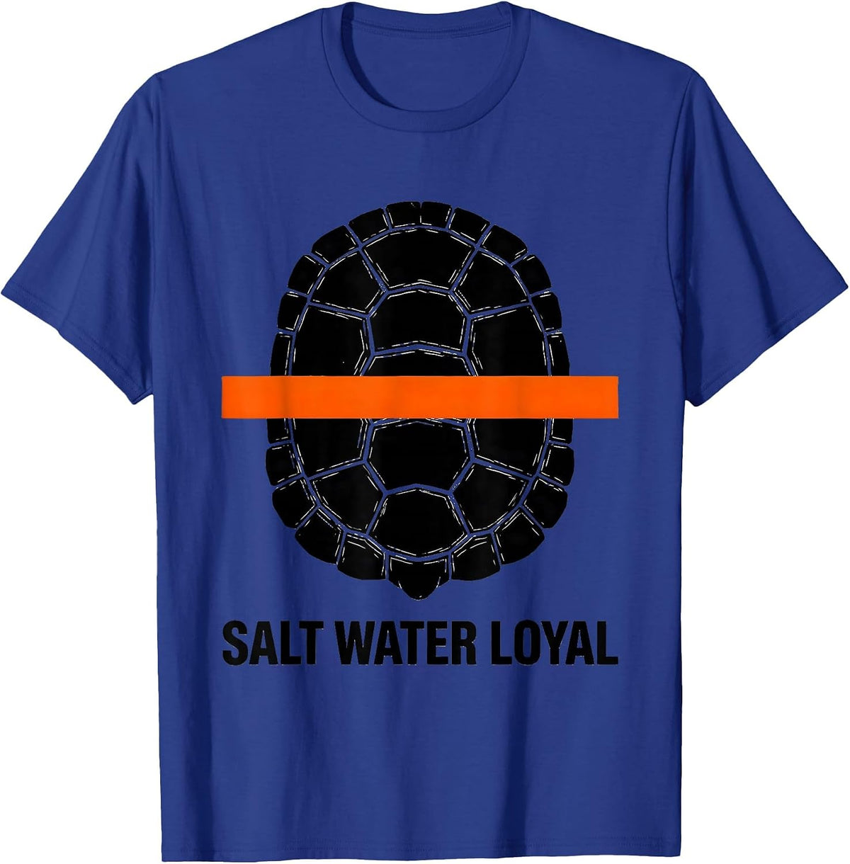 Men's Salt Water Loyal Brutalist Sea Turtle Ocean Animal Lover T-Shirt - Royal Blue