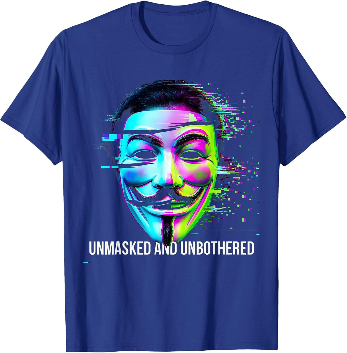 Men's Unmasked and Unbothered Autism Awareness Design T-Shirt - Royal Blue