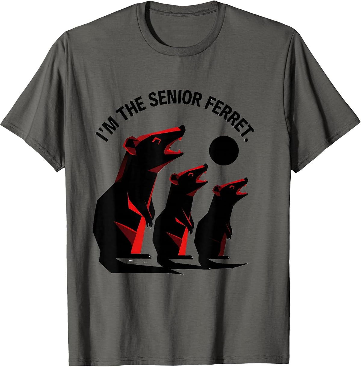 I'm The Senior Ferret Geometric Ferret Meme Parody Halloween T-Shirt - Asphalt Grey