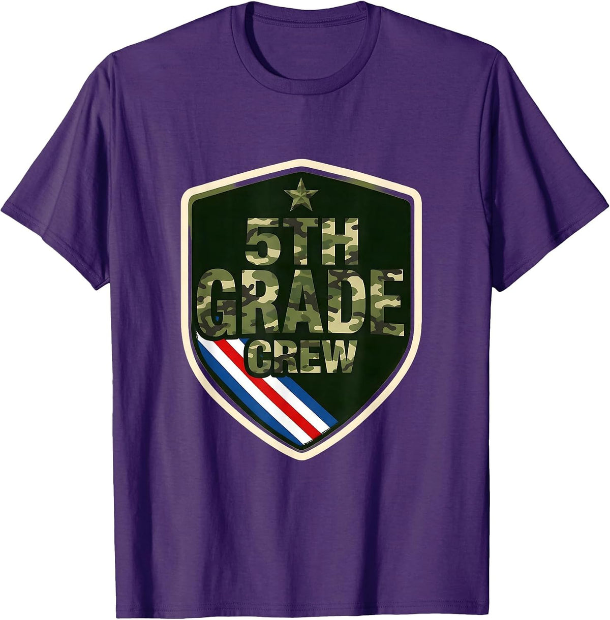 5TH GRADE CREW Patriotic Camo Back To School Boy Teacher T-Shirt - Purple
