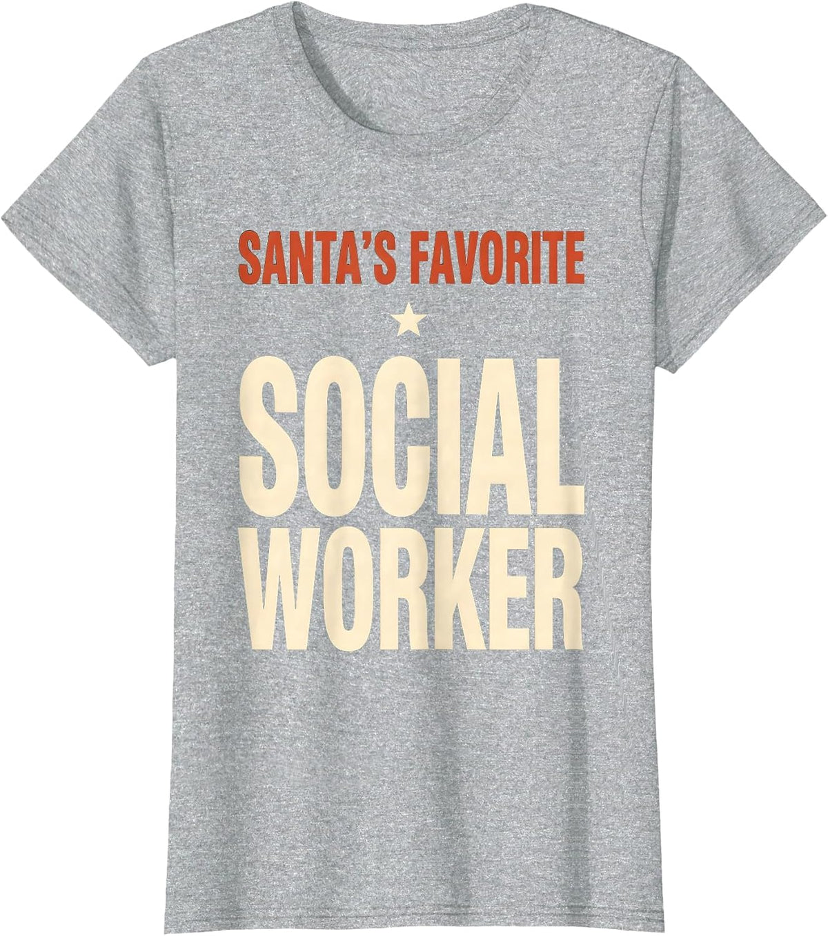 Women's Santa's Favorite Social Worker Funny Social Worker Gift T-Shirt - Heather Grey