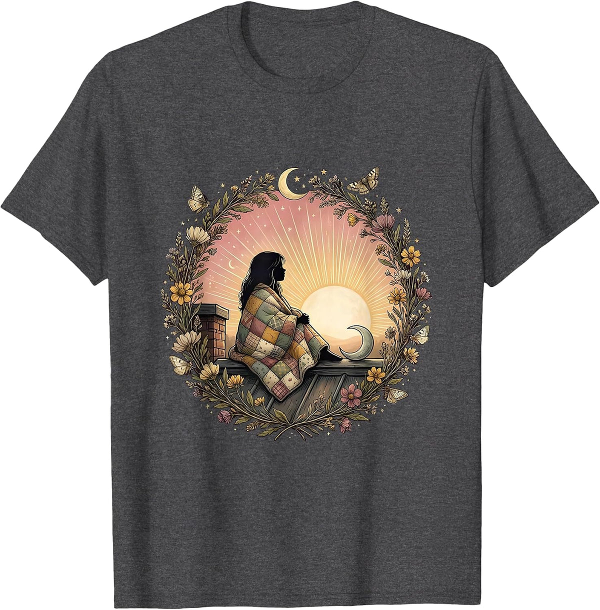 Autism Awareness Rooftop Sunrise Blanket Girl T-Shirt - Dark Heather Grey