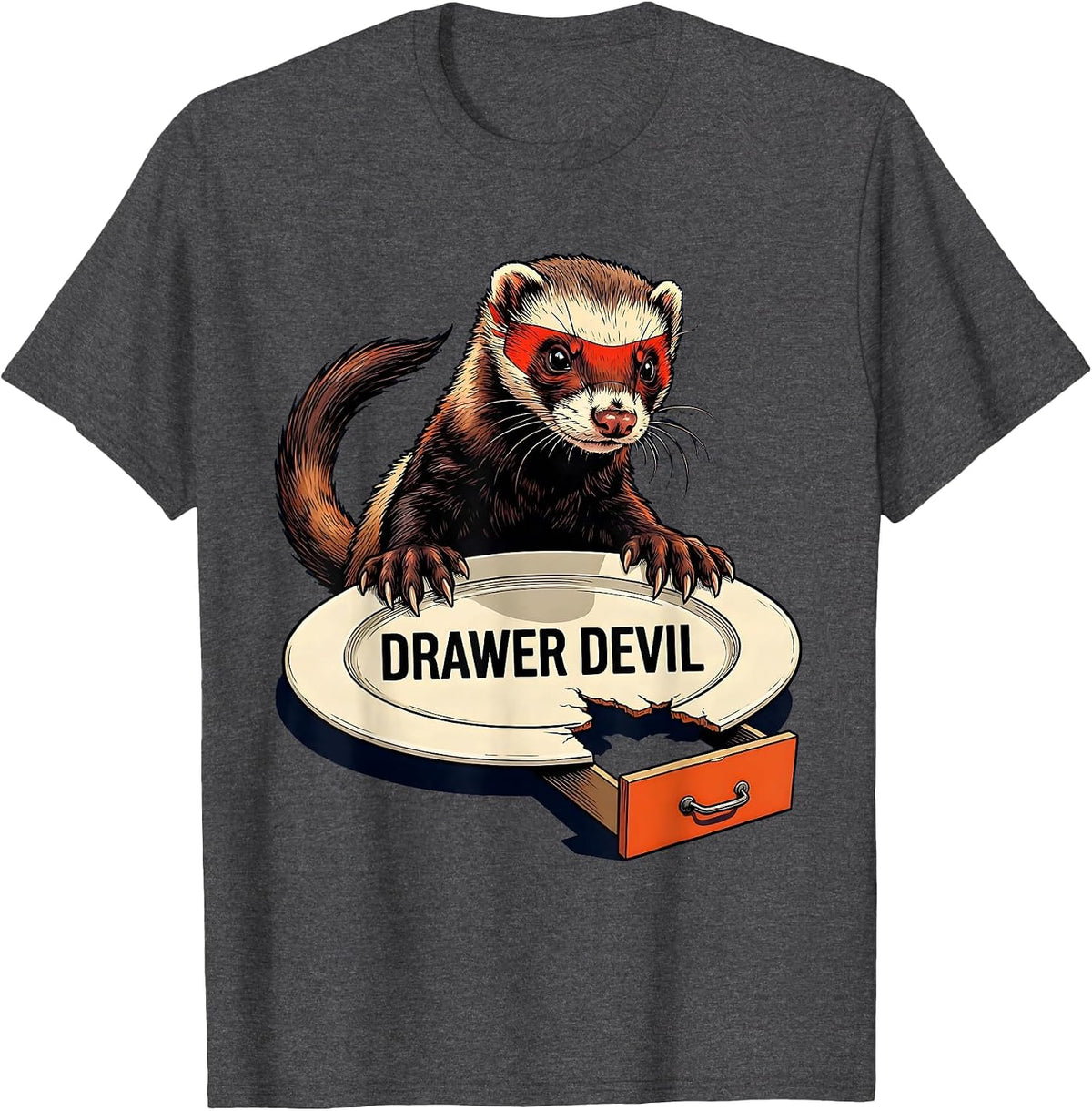 Men's Drawer Devil Funny Ferret Lover Gift T-Shirt - Dark Heather Grey