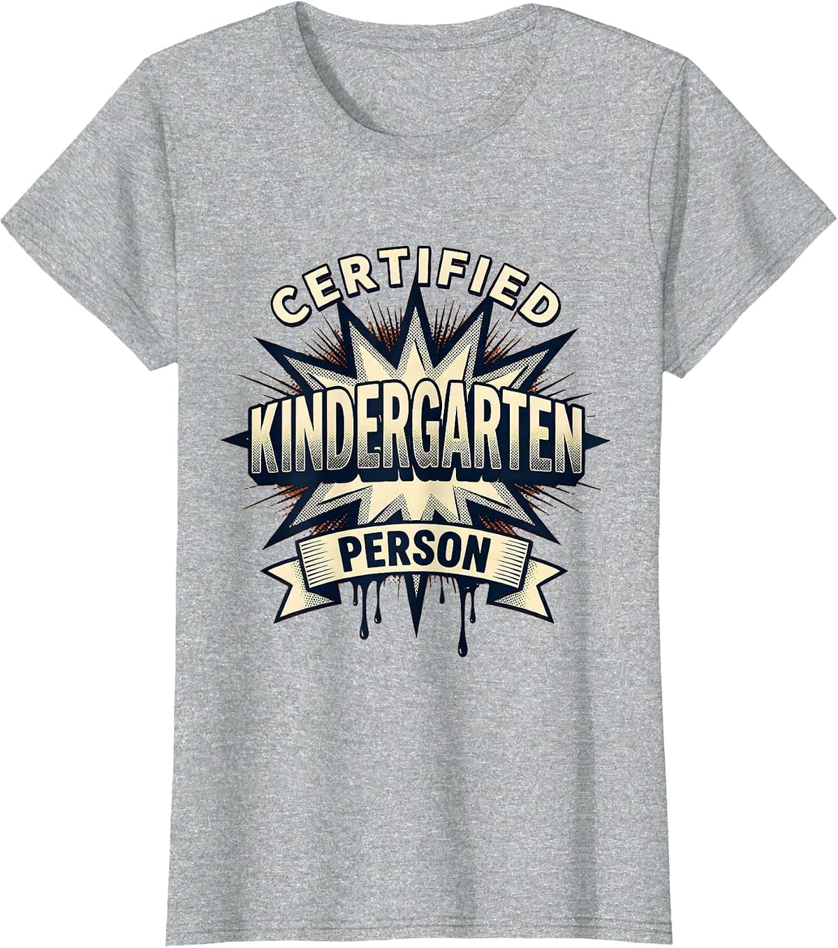 Certified Kindergarten Person Retro Teacher Back To School T-Shirt - Heather Grey