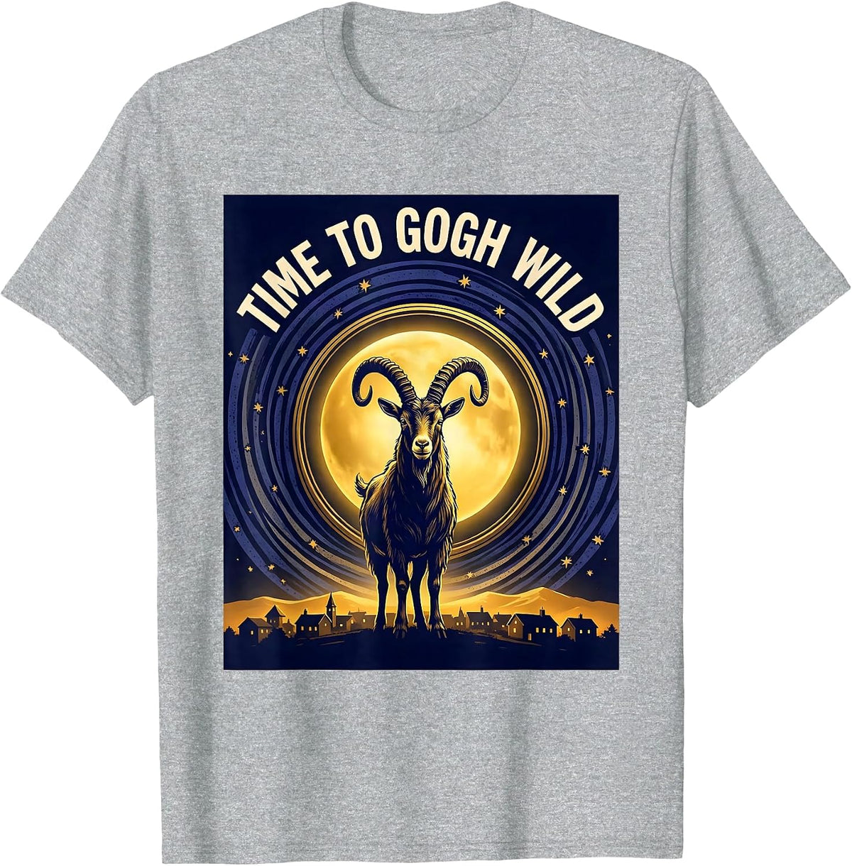 Men's Time To Gogh Wild Whimsical Art Parody Pet Lover Gift T-Shirt - Heather Grey