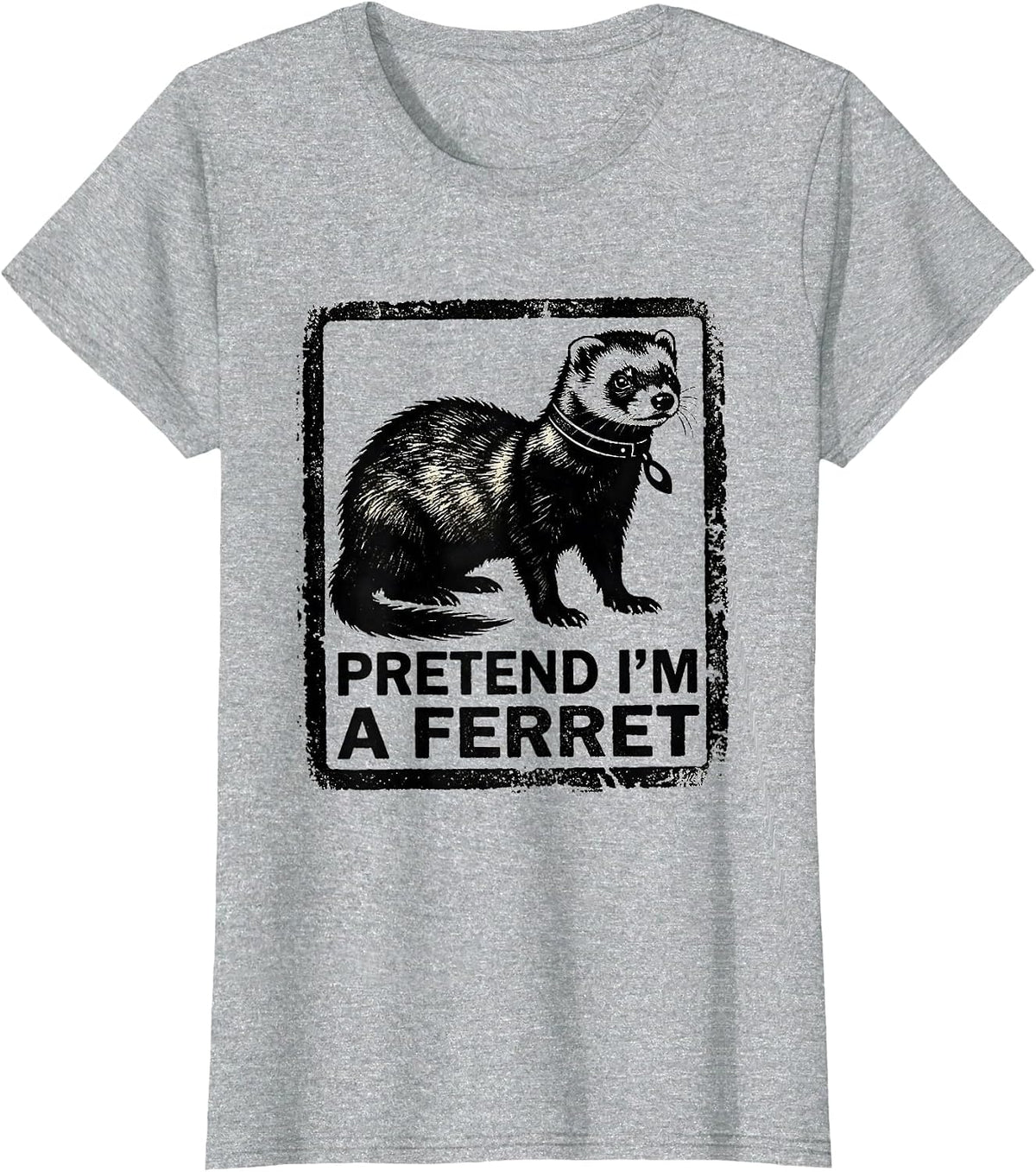 Pretend I'm A Ferret Funny Rubber Stamp Halloween Costume T-Shirt - Heather Grey