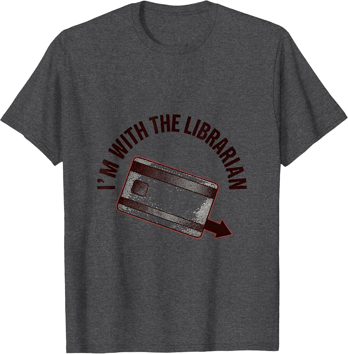 I'm With The Librarian Crosshatch Etching Halloween Group T-Shirt - Dark Heather Grey