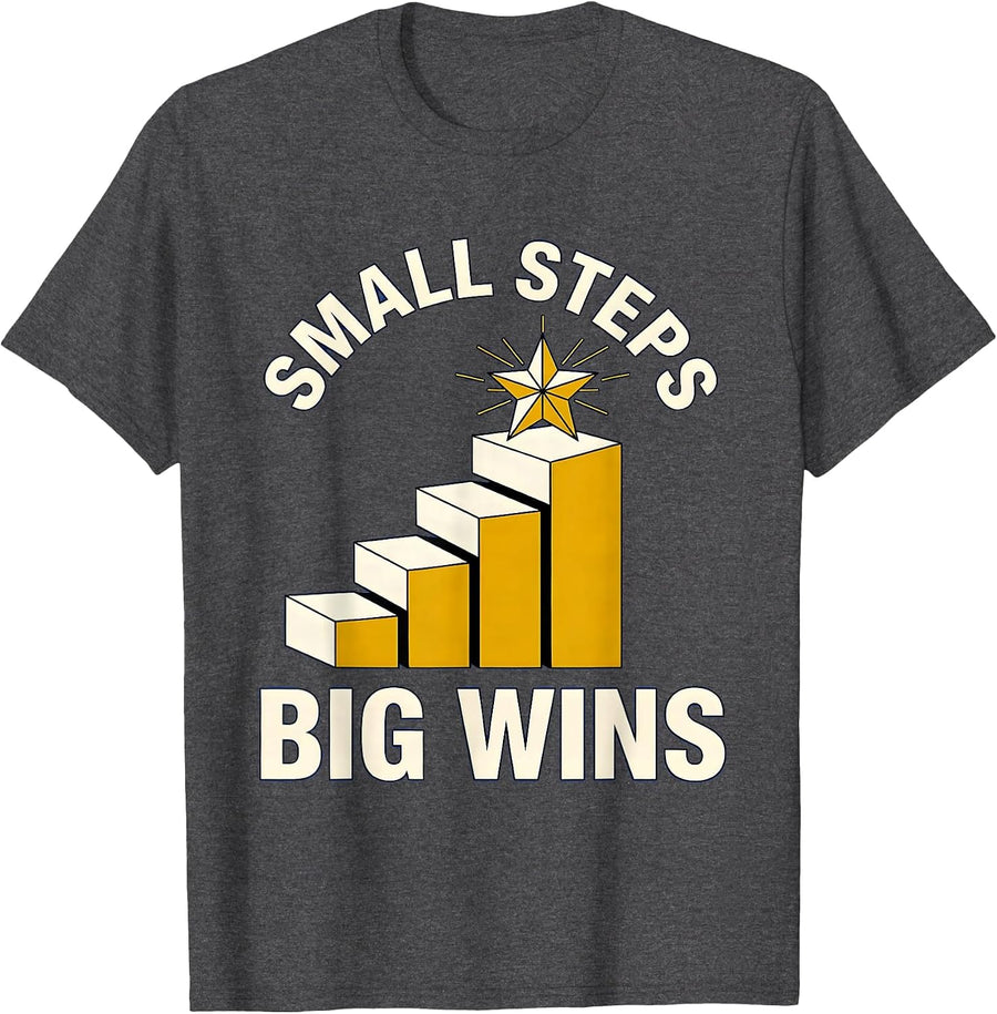 Men's Small Steps Big Wins Special Education Design T-Shirt - Dark Heather Grey